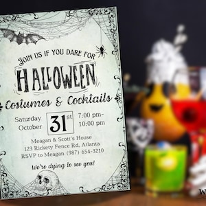 Haunted Mansion Halloween Party Invite | Halloween Invite | halloween party invitation digital | Halloween Ghost | Costumes and Cocktails
