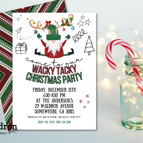 Ugly Christmas Sweater Party Invitation | Digital Christmas Party Invitation | Wacky Tacky Christmas Sweater | Christmas Flyer