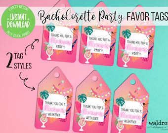 Vrijgezellenfeest Palm Springs | Decoraties voor vrijgezellenfeesten | Vrijgezellenversieringen | Vrijgezellenfeest gunst Tags | Flamingo-feest