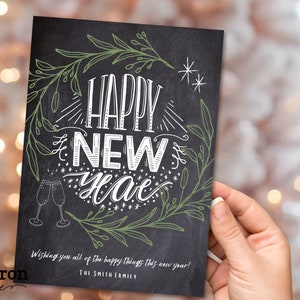 Happy New Year Card | Custom Holiday Card | Christmas Card Template | New Years Card | Editable Digital New Years Card | New Years Eve