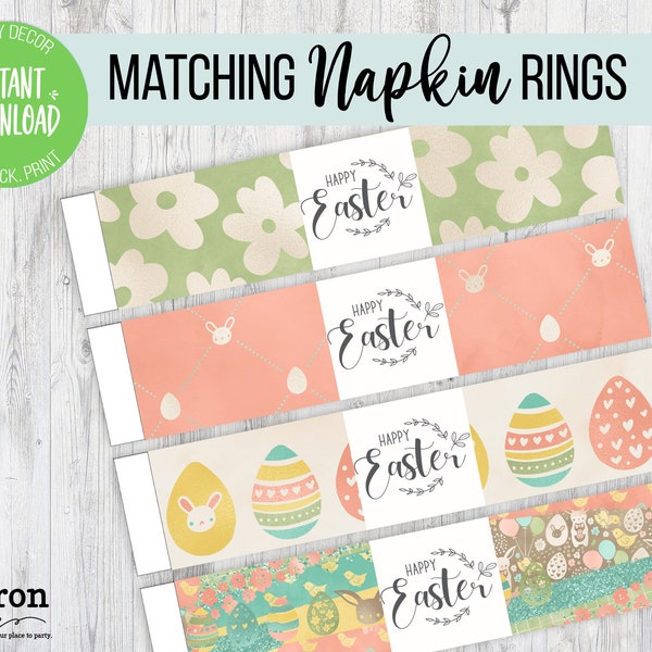 Easter Napkin Rings | Printable Napkin Rings | Easter Decor for the Table | Happy Easter Printable