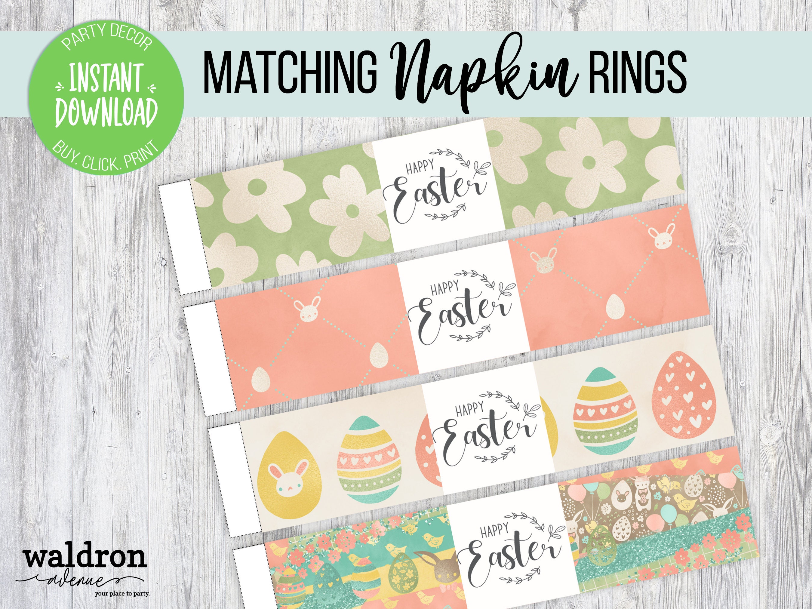 Easter Napkin Rings Printable Napkin Rings Easter Decor for the Table ...