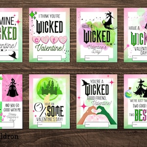 Afdrukbare Valentijnskaarten slechte film | Klasse Valentijn | Elphaba | Glinda | Tiener Valentijn | Zwaartekracht trotseren | Afdrukbare valentijnskaarten voor de klas