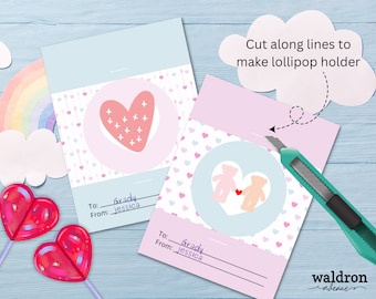 Printable Valentines | Class Valentines | Valentine Lollipops | Preschool Valentine | Classmate Valentines Exchange | Lollipop Card