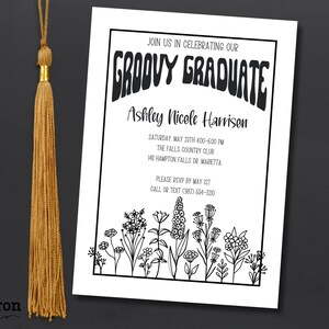 Groovy Graduation Invitation | Graduation Announcement 2024 | High School Graduation | Grad Party Invite | Congrats Grad | Hippie Grad