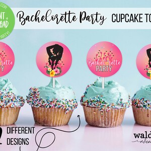 Palm Springs Bachelorette Decor | Flamingo Tropical Bachelorette Party Decorations | Bachlorette Party | Bachelorette Party Cupcake Toppers