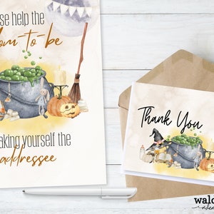 Halloween Baby Shower | A Baby is Brewing Decorations | Halloween Gender Reveal Party | Halloween Baby Shower Thank You Cards | Mom to Be
