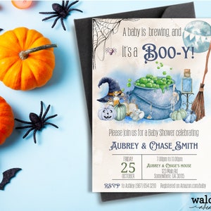 Halloween Baby Shower Invitation | A Baby is Brewing Decorations | Halloween Gender Reveal Invitation | Halloween Baby Shower Decorations