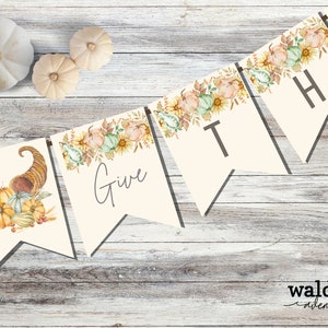 Friendsgiving Decor | Thanksgiving Garland | Thanksgiving Banner | Seasonal Decor Thanksgiving | Give Thanks Banner | Photobooth Sign