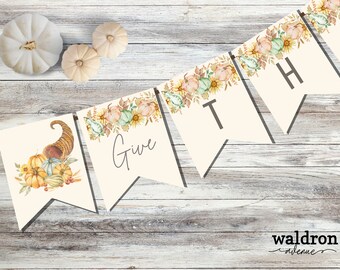 Friendsgiving Decor | Thanksgiving Garland | Thanksgiving Banner | Seasonal Decor Thanksgiving | Give Thanks Banner | Photobooth Sign