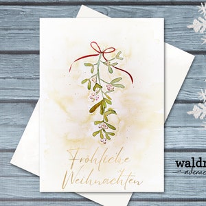 Cartão de Natal de Frohe Weihnachten de <br> Entrega Rápida? Natal Alemão | Modelo de cartão de Natal | Cartão de Natal digital editável | Cartão de Natal em aquarela