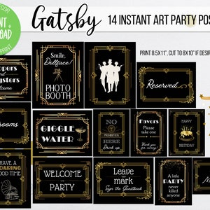 Great Gatsby | Bachelorette Party Decorations | 21st Birthday Decor | Roaring 20s Decorations | Gatsby Party Decor | Prohibition Wall Art