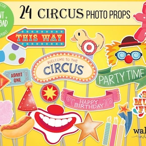 Circus Party Photobooth Props | Family Reunion Photobooth | Carnival Theme Party | Vintage Circus Decorations | Circus Costume Props