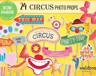 Circus Party Photobooth Props | Family Reunion Photobooth | Carnival Theme Party | Vintage Circus Decorations | Circus Costume Props