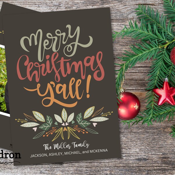 Feliz Navidad a todos / Tarjeta navideña / Tarjeta navideña personalizada / Plantilla de tarjeta navideña / Tarjeta navideña digital editable / Navidad sureña