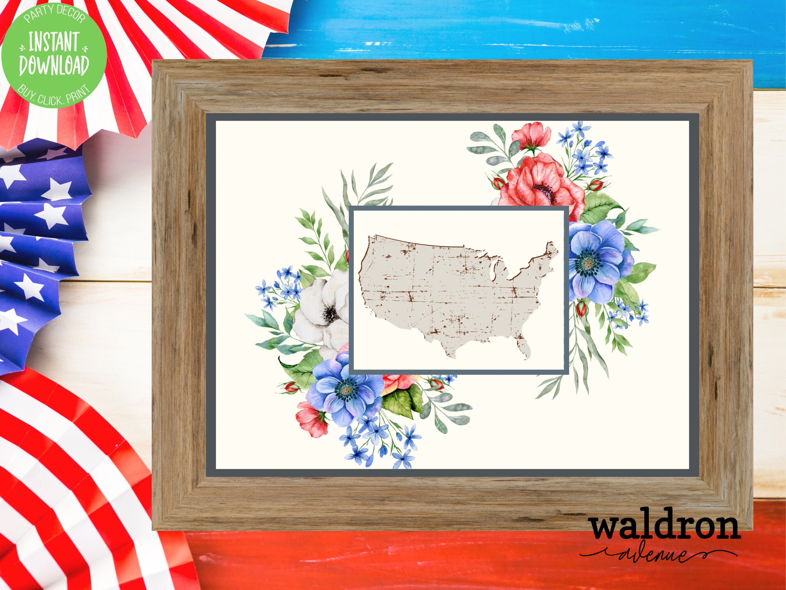 4th of July Printable Wall Art | Rustic Holiday Decor | Dessert Table ...