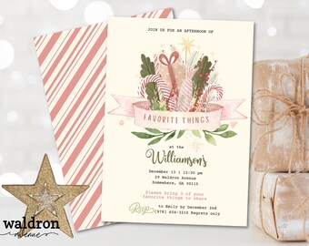 Favoriete dingen Kerstfeestuitnodiging | Digitale uitnodiging kerstfeest | Bewerkbare feestuitnodiging | Feestje Favoriete Dingen | Girls Night