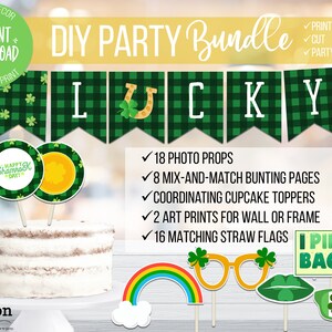 St. Patricks Day Garland | St Patricks Banner | Photobooth Props | St Patricks Day png | St Patricks Day Printable | Leprechaun Mantle Decor