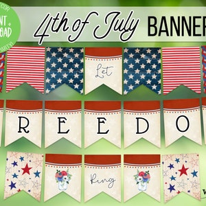 Let Freedom Ring 4th of Juli Banner | Sternengirlande für Mantel | Patriotisches Yard Dekor | Event Dekor Rustikaler Holz Foto Booth Hintergrund | 4.