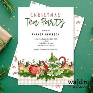 Christmas Tea Party Invitation | Holiday Party Invite | Christmas Party Invite | Teas the Season | Editable Holiday Party Invitation