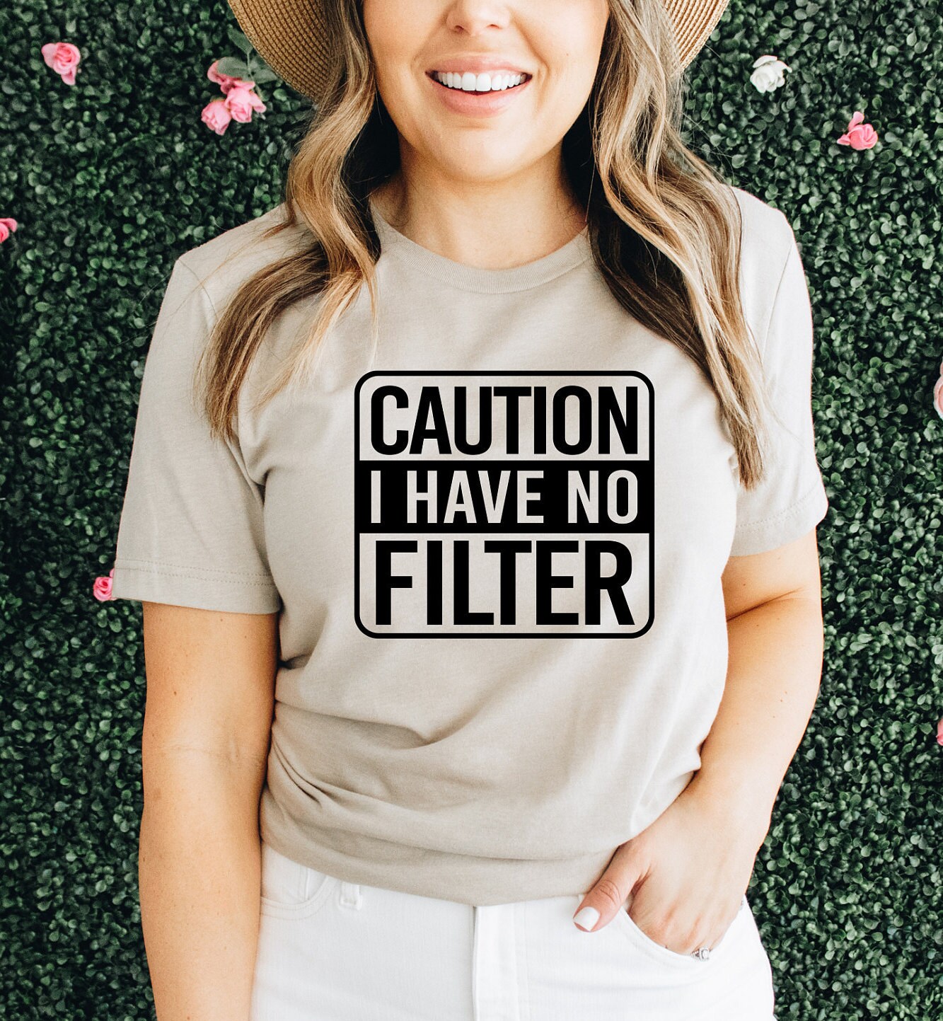 Caution I Have No Filter Shirt, Sarcastic Quote Shirt, Ladies Sarcastic