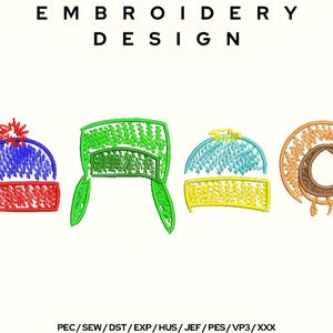 Hats Cartoon Machine Embroidery Design, Anime Fan Art, Instant Download, Machine Embroidery File, Pes, Dst, Jef