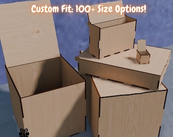 Laser Cut Flip Up Lid Box: 100+ Dimension Options (DXF and PDF)