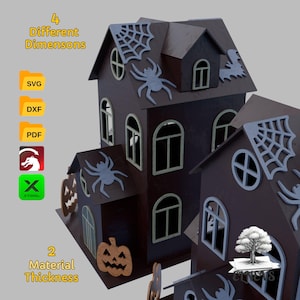 Creepy Chic Halloween House | Ghoulishly Good Haunted Decor | Halloween Spooky House | svg-dxf-pdf-lightburn-xtool files | Glowforge Ready