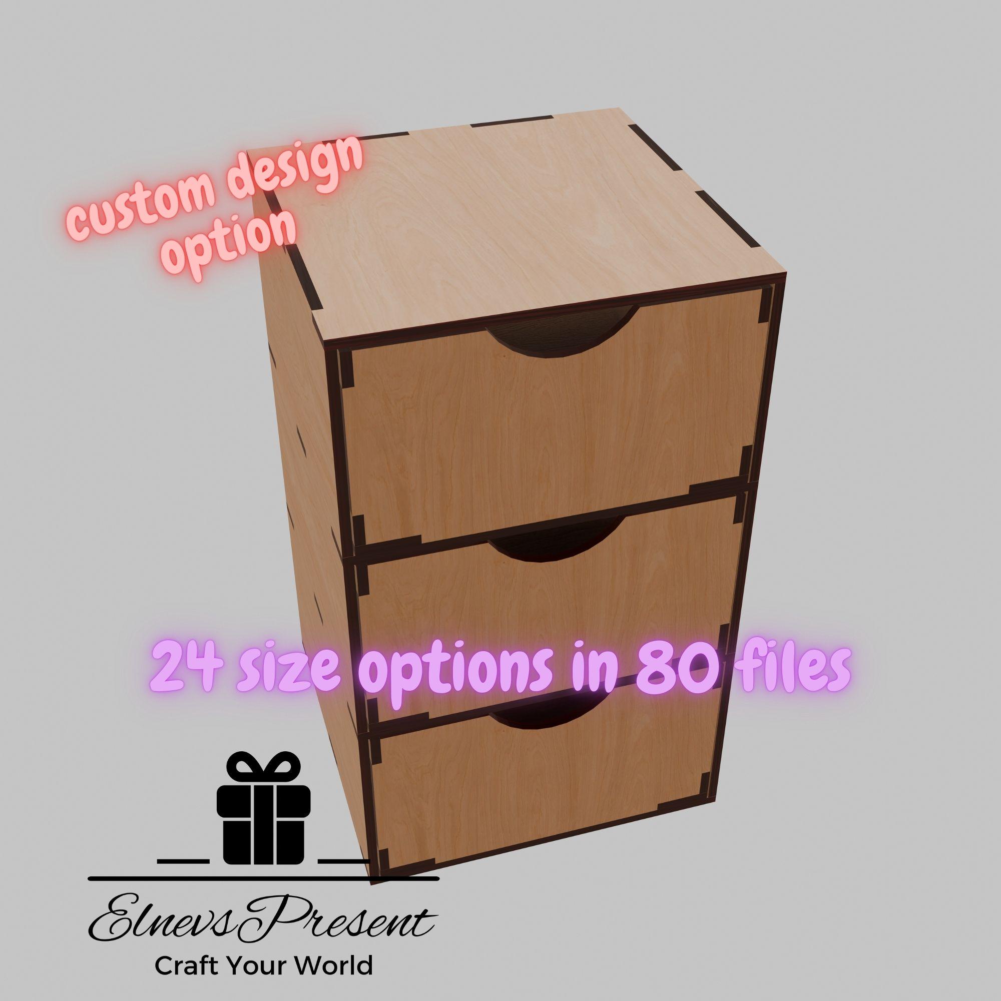 Customizable Modular Storage Drawer Boxes: Laser Cut Organizer (PDF DXF ...