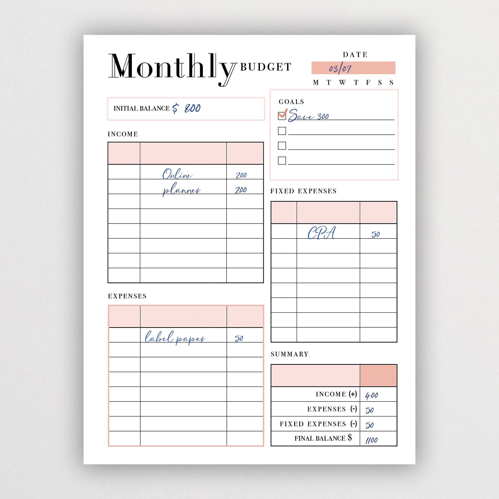 Classic Happy Planner Weekly Budget Printable Budget Etsy