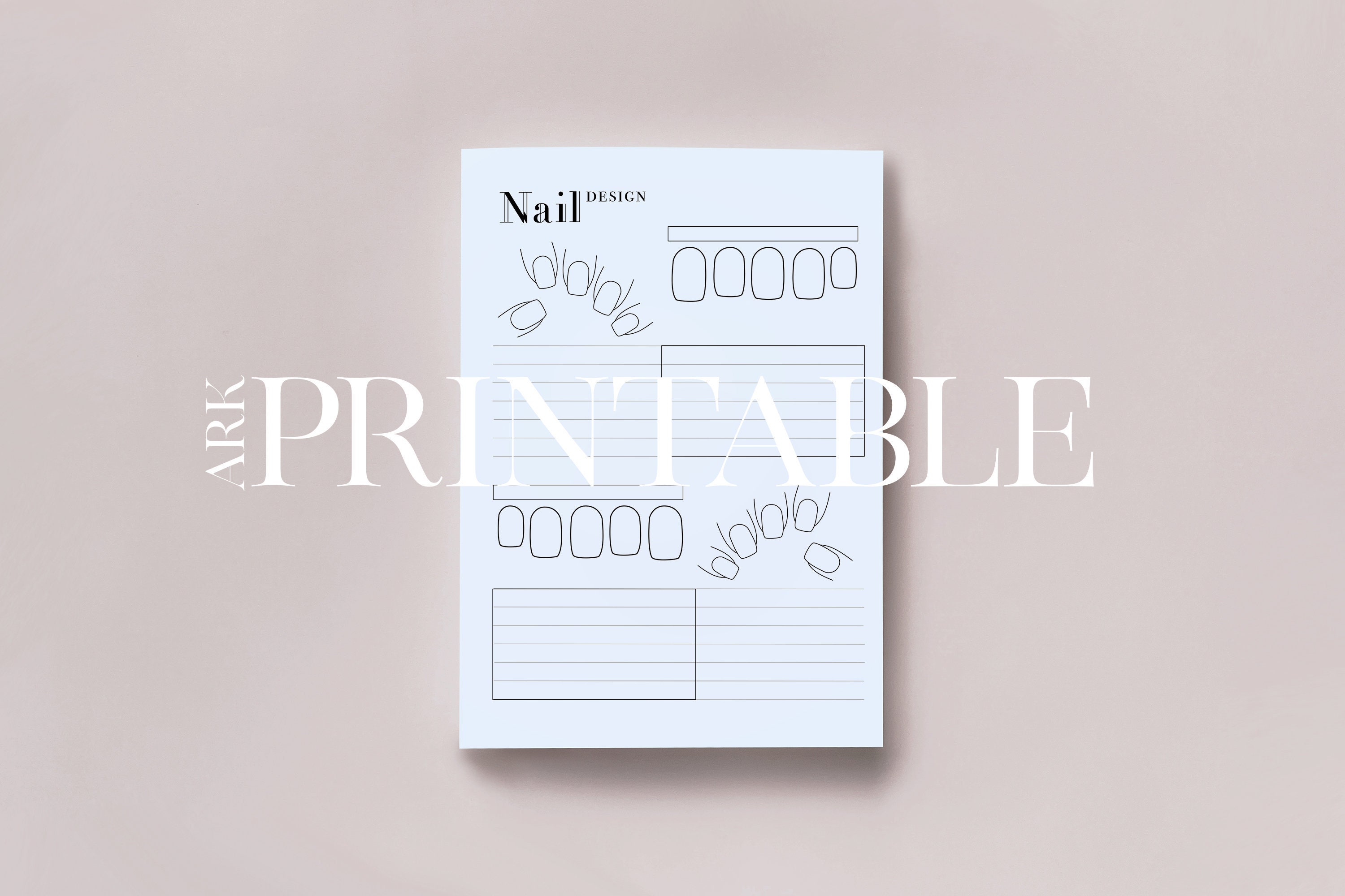 Nail art book digital template nail salon form nail design | Etsy