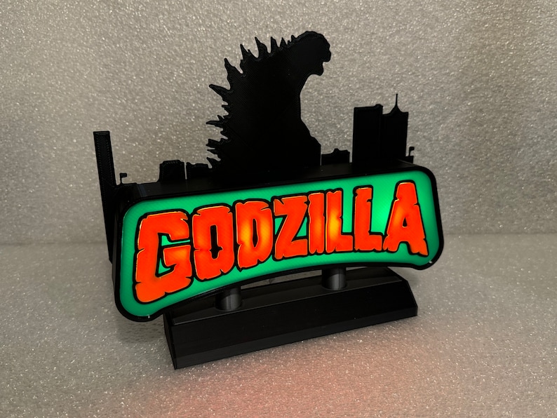 Godzilla Led Sign Godzilla LED Desk Light: Theater Room Display - Etsy