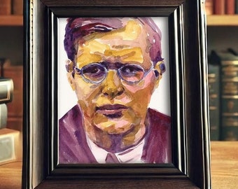 Dietrich Bonhoeffer | Watercolor Art Print | Modern Portrait of German Lutheran Pastor, Theologian and Dissident.