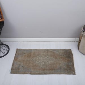 Turkish Mini Rug, Turkish Rug, Vintage Mini Rug, Wool Rug, Oushak Door Mat, 2x3 Anatolian Rug, 2x3 Door Mat Rug, Door Mat,2x3 Mini Rug,24166