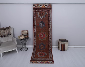 Vintage türkischer Läufer: 3x10 Oushak Flurteppich, Baumwolle & Wolle