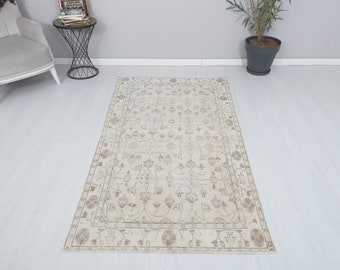 4x7 Oushak Rug, Small Rug, 4x7 Neutral Rug, Anatolian Rug, Turkish Small Rug, Natural Rug, Vintage Small Rug, Turkish Rug, Vintage Rug,15049