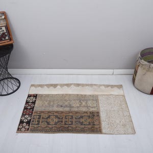 2x4, Wool Door Mat, Handmade Wool Rug, Turkish Mini Rug, Vintage Mini Rug, Oushak Mini Rug, Mini Rug, 2x4 Door Mat Rug,Mini Natural Rug,286