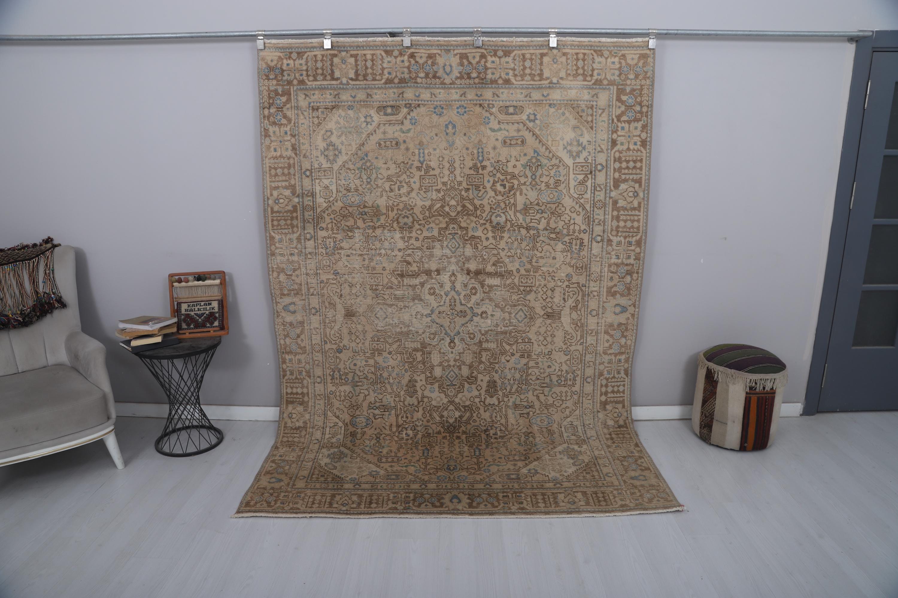 6x9 Natural Rug, Turkish Rug, Oversize Rug, Vintage Rug, Oushak