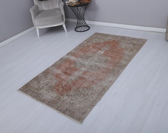 Muted Oushak Rug 4x6 ft, Vintage Turkish Rug, Wool Cotton Blend