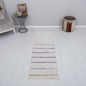Handmade Turkish Runner Rug: Vintage Oushak Kilim, 2x6 ft