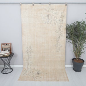 4x8 Rug, Vintage Turkish Rug, Turkish Vintage Rug, Oushak Rug 4x8, Anatolian Rug, Natural Rug,Neutral Rug,4x8 Area Rug,Bohemian Rug,9815