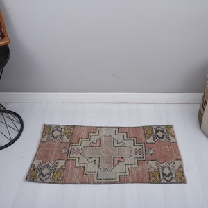 1x3 Old Rug, Vintage Rug, 1x3 Turkish Rug, Door Mat Rug, Small Rug, Antique Rug, Handmade Rug, Anatolian Rug, Oushak Rug,Soft Mini Rug,24404