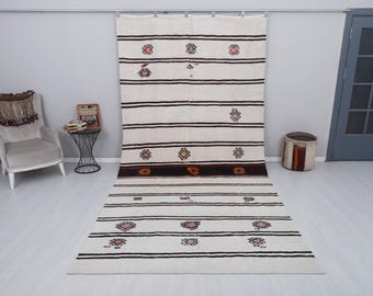 Vintage Hemp Embroidered Turkish Rug (6.7 X 13.2 Ft) - Etsy