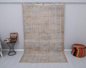 Vintage Oushak Wool Rug 5x9: Handmade Turkish Pastel Area Rug