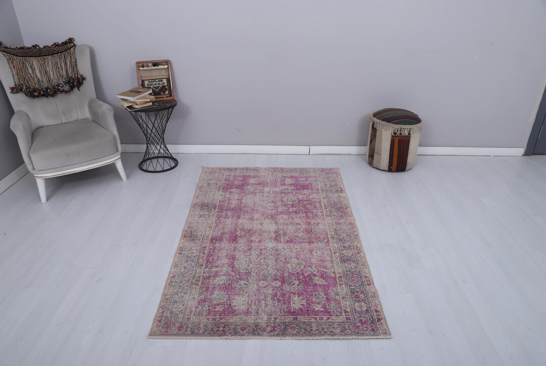Vintage Turkish Wool Rug 4x6: Neutral Anatolian Area Rug - Etsy