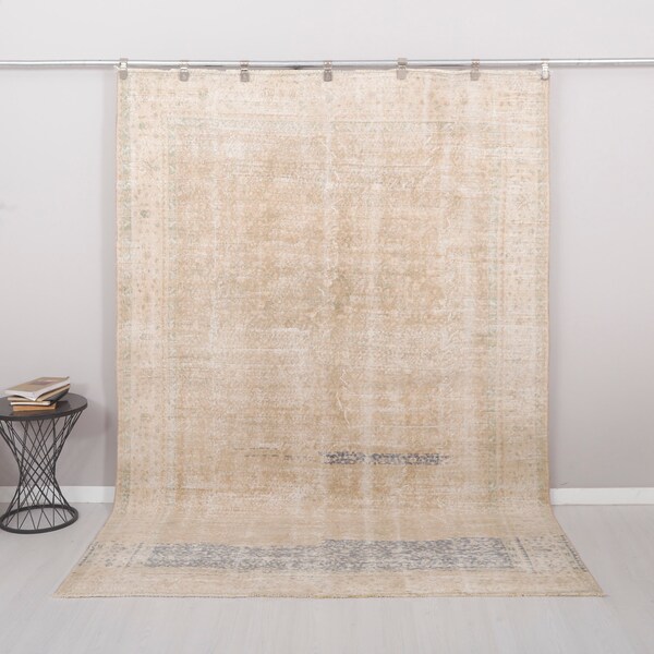Turkish Vintage Rug, Muted Rug 7x9, Anatolian Rug, 7x9 Rug, Vintage Turkish Rug, Oushak Vintage Rug,Turkish Rug,Vintage Rug,Faded Rug,1402