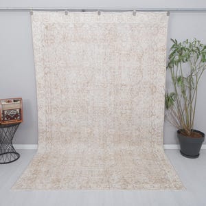 6x9 Vintage Turkish Oushak Rug: Handmade Wool Anatolian Rug