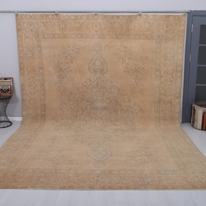 Oushak Turkish Rug 10x13: Vintage Anatolian Wool Cotton Blend