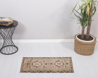 1 x 3 tapis turc, 1 x 3 tapis Oushak, tapis de bain, mini tapis vintage, paillasson, petit tapis, mini tapis en laine, 1 x 3 tapis anatolien, tapis naturel, 4089