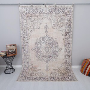 5x9 Vintage Turkish Oushak Rug: Handmade Wool Anatolian Area Rug